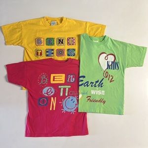 *Lot of 3 Vintage United Color of Benetton Kids T-shirts Size S Made in Italy